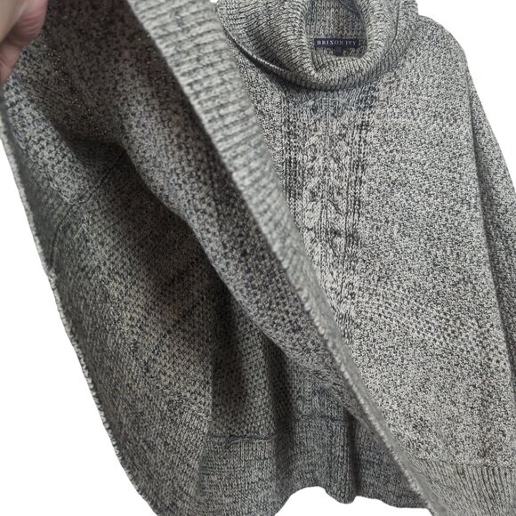 Brixton Ivy Gray Marled Knit Cowl Neck Poncho Sweater S/M Women’s Oversized - Picture 5 of 10